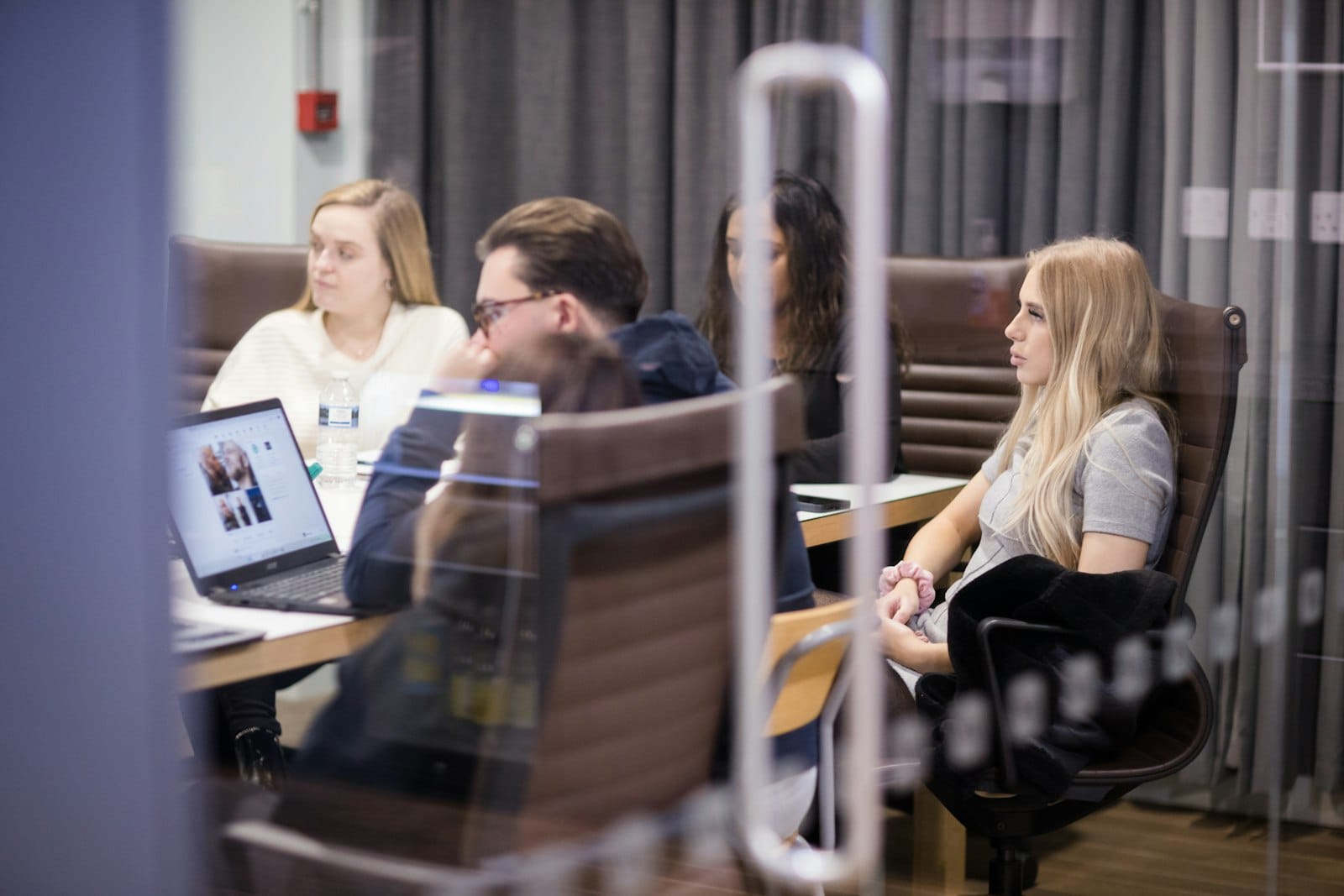 Office team working together at a desk